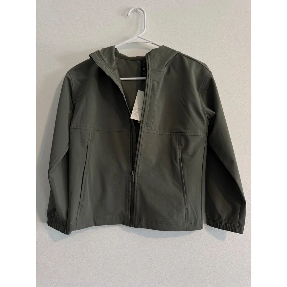 All in Motion Hooded Windbreaker Jacket Kids Size M 8‎ Olive Green Full Zip boys